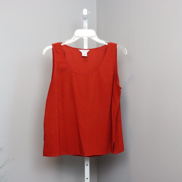 Citron Santa Monica Brick Red 100% Silk Tank Top Blouse Size L - Picture 1 of 3